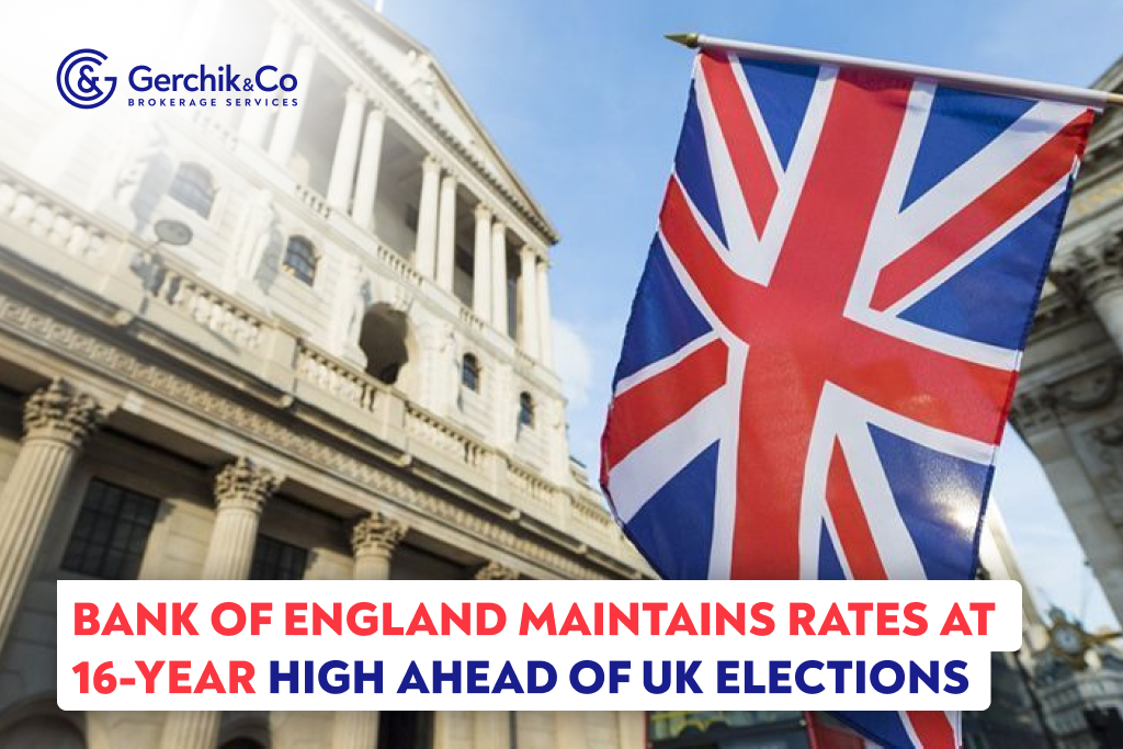Bank of England Maintains Rates at 16-Year High Ahead of UK Elections